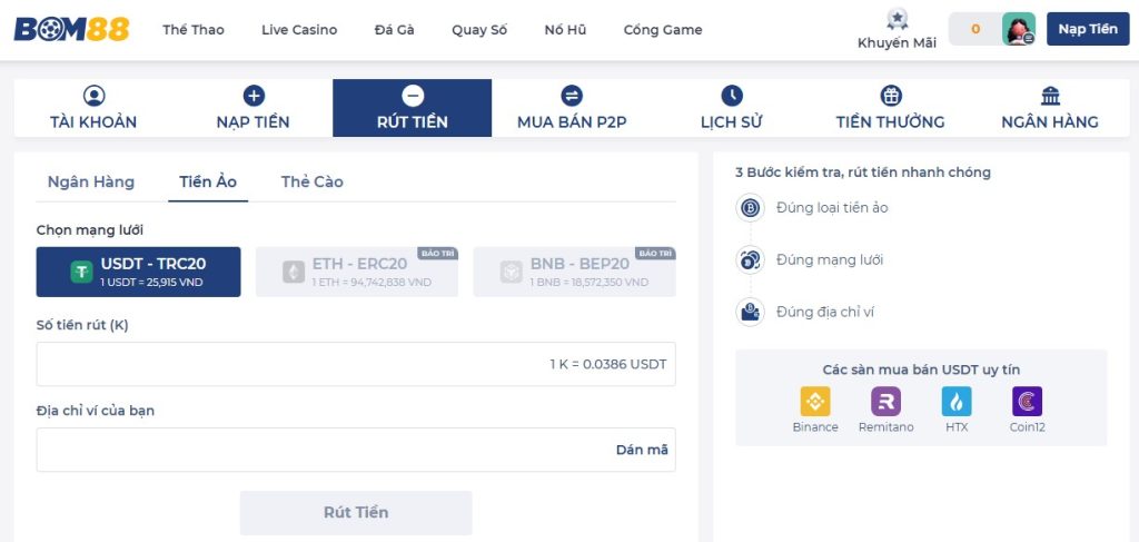 Rút tiền dễ dàng nhận thưởng nhanh